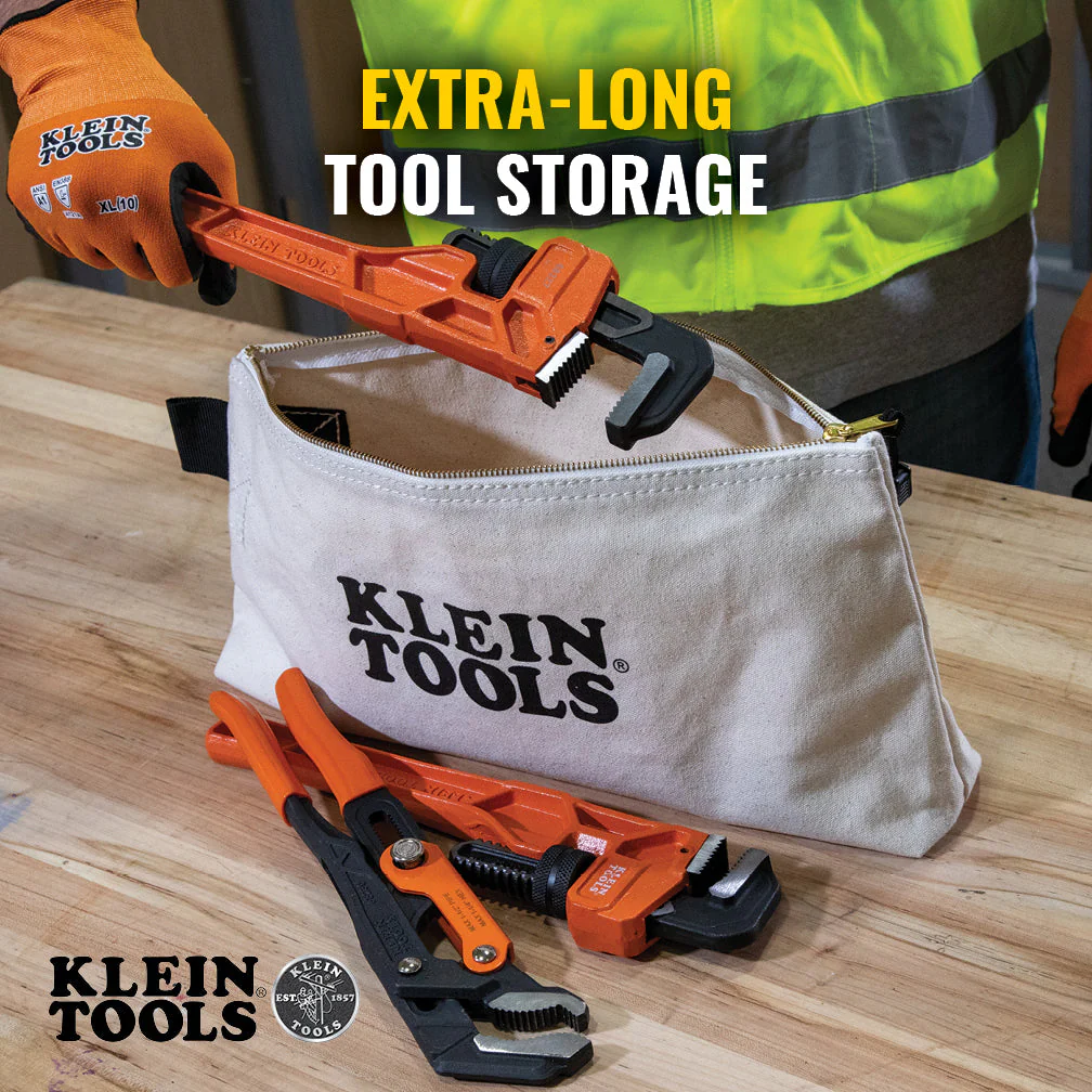 Klein Tools 62042 Zipper Bag, Extra-Long Canvas Tool Pouch, 16-Inch, Natural - Image 5