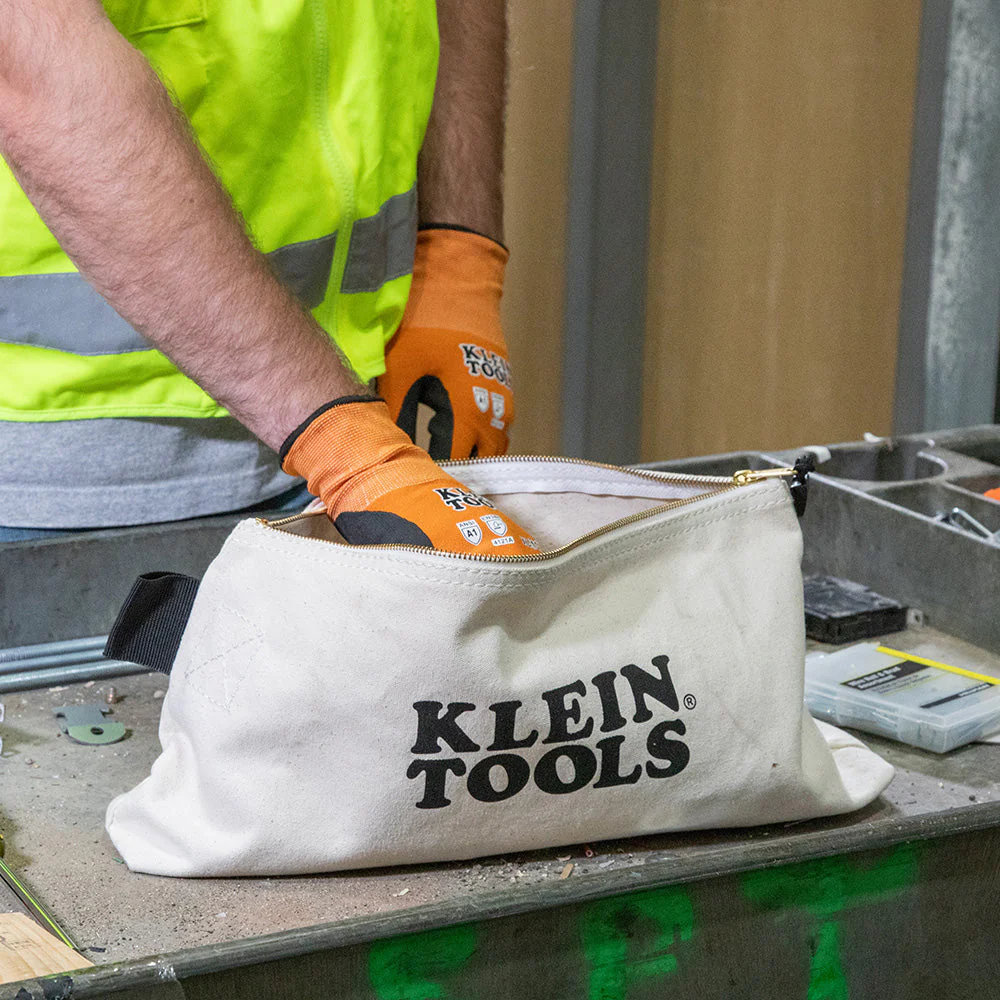 Klein Tools 62042 Zipper Bag, Extra-Long Canvas Tool Pouch, 16-Inch, Natural - Image 7
