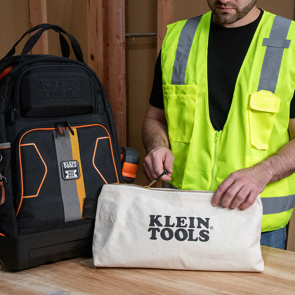 Klein Tools 62042 Zipper Bag, Extra-Long Canvas Tool Pouch, 16-Inch, Natural - Image 8