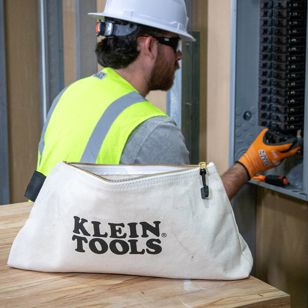 Klein Tools 62042 Zipper Bag, Extra-Long Canvas Tool Pouch, 16-Inch, Natural - Image 9