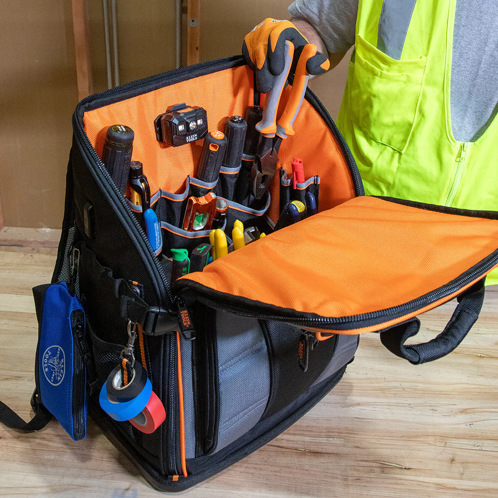Klein Tools 62482 Tradesman Pro Tool Station Tool Bag Backpack, 27 Pockets - Image 2