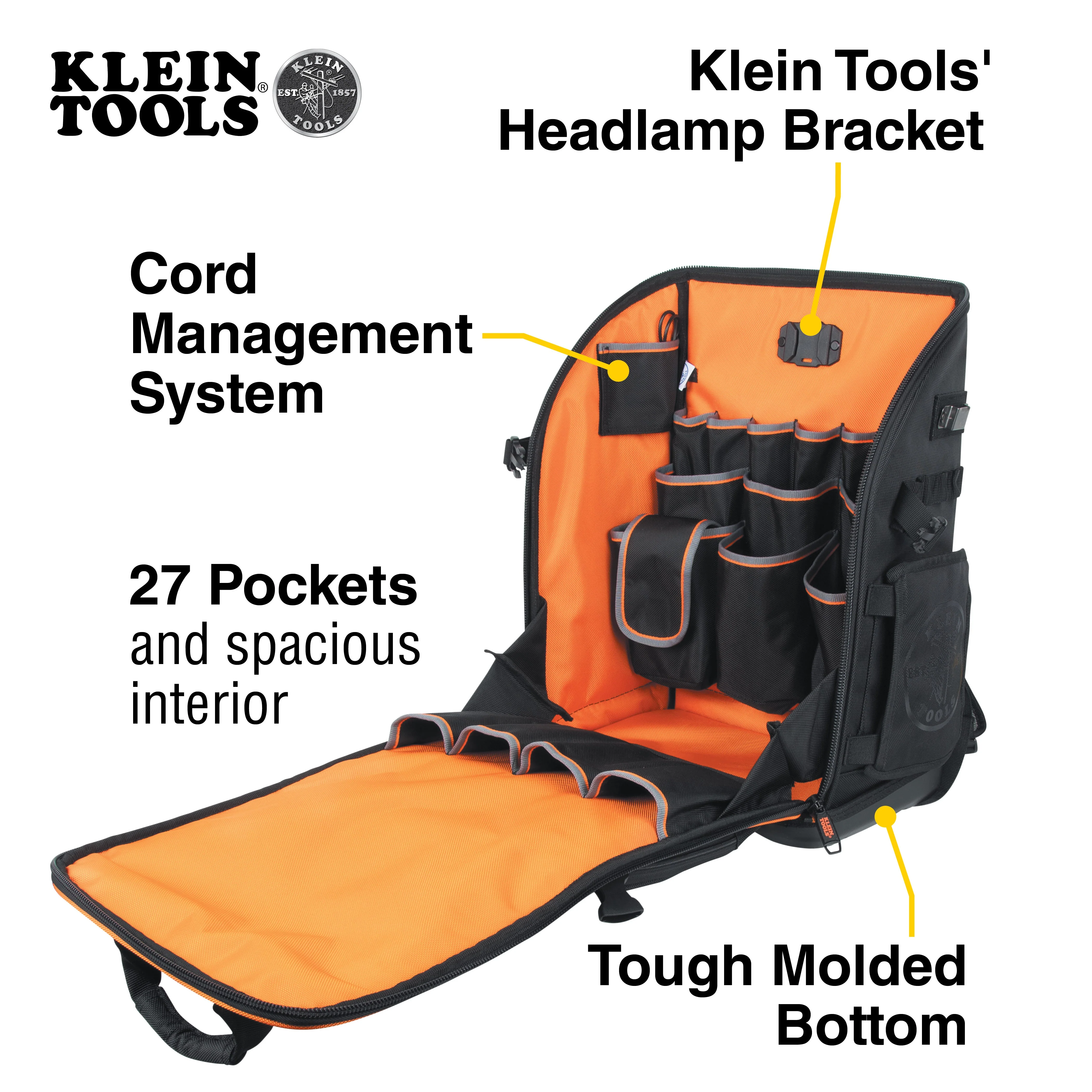 Klein Tools 62482 Tradesman Pro Tool Station Tool Bag Backpack, 27 Pockets - Image 4