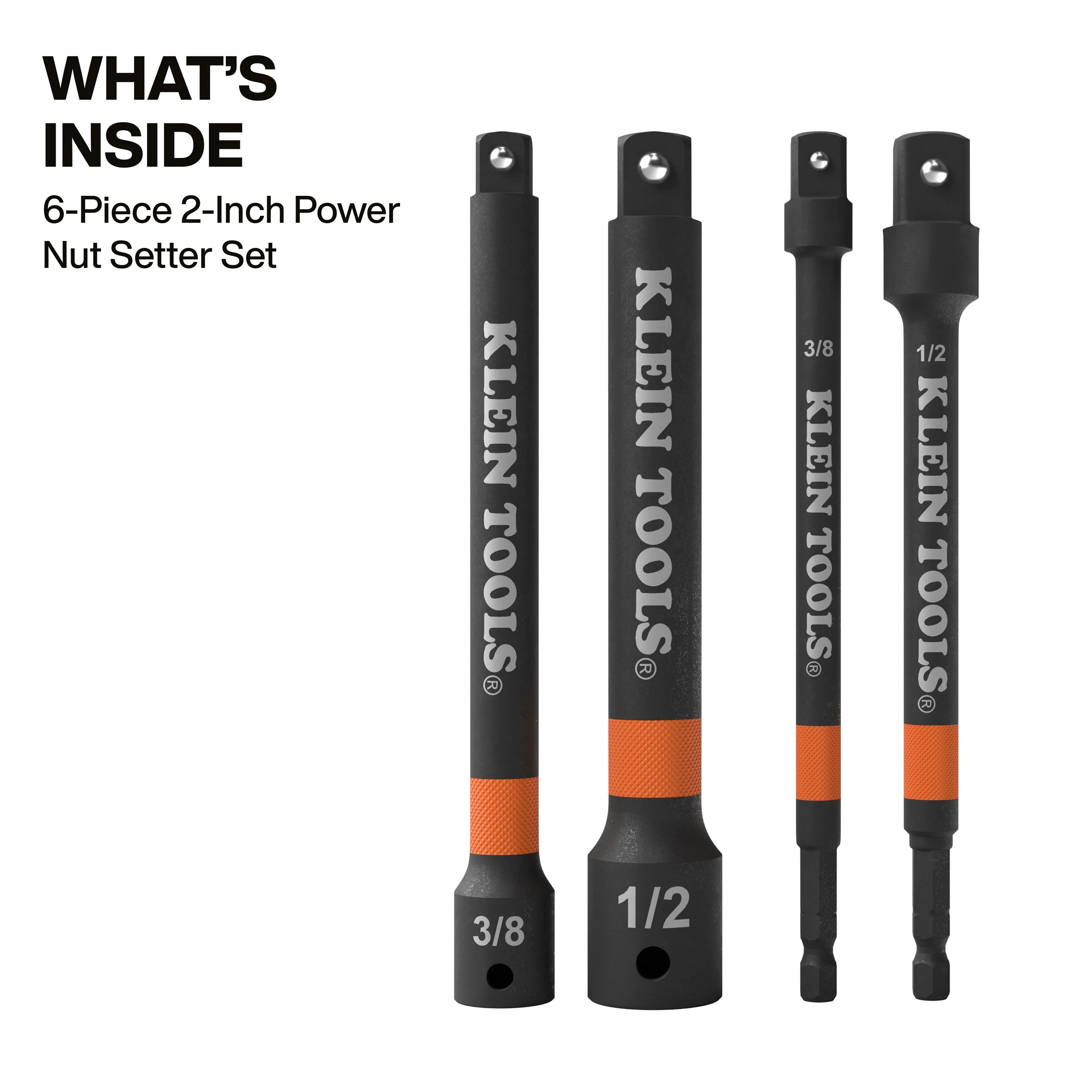 Klein Tools 65038A 6-Inch Impact Driver and Socket Extension Bar Set, 4 Pc. - Image 2