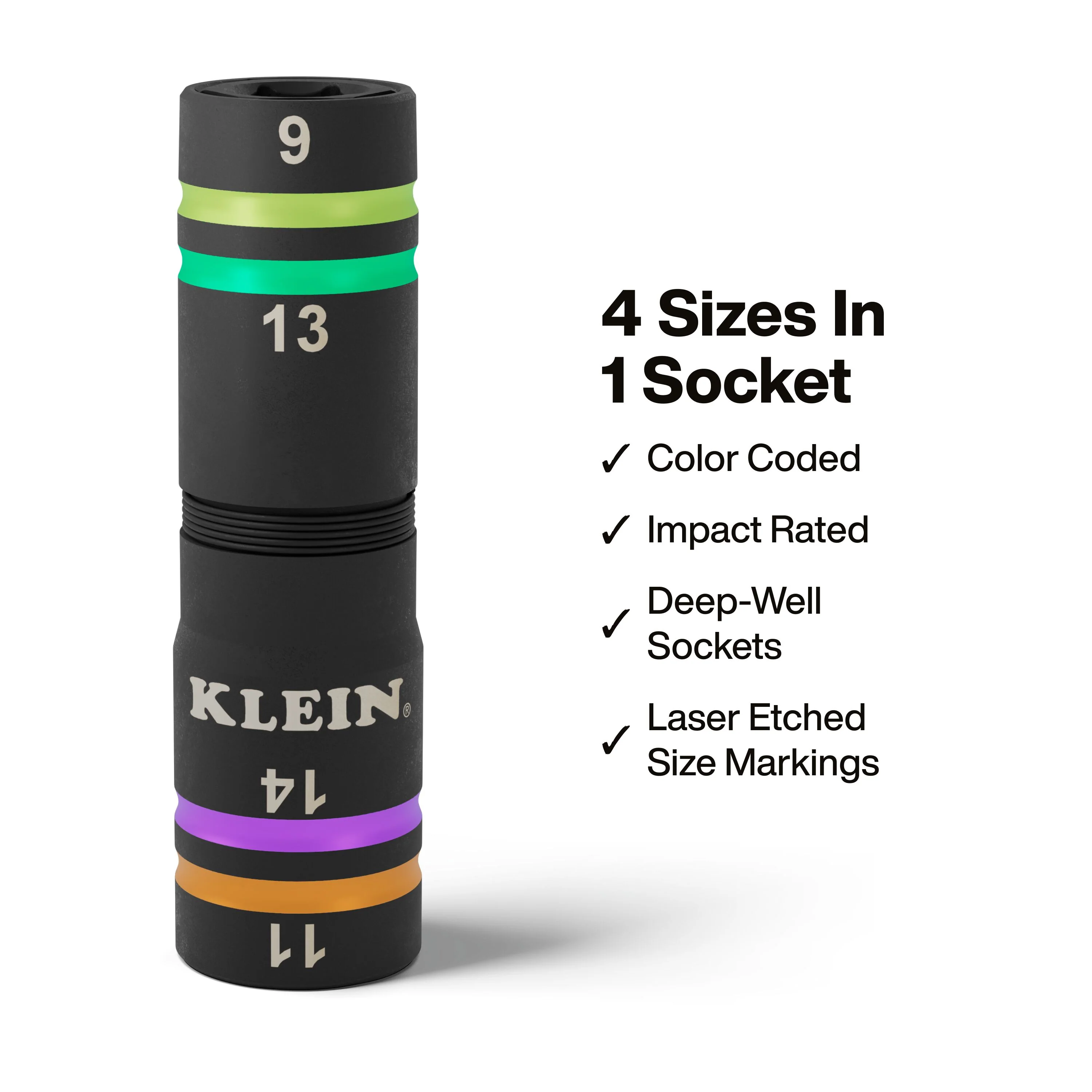 Klein Tools 6512MQS Quad-4 Heavy-Duty Impact Flip Socket, Metric, 6-1/2-Inch Shaft, 2-Piece - Image 3