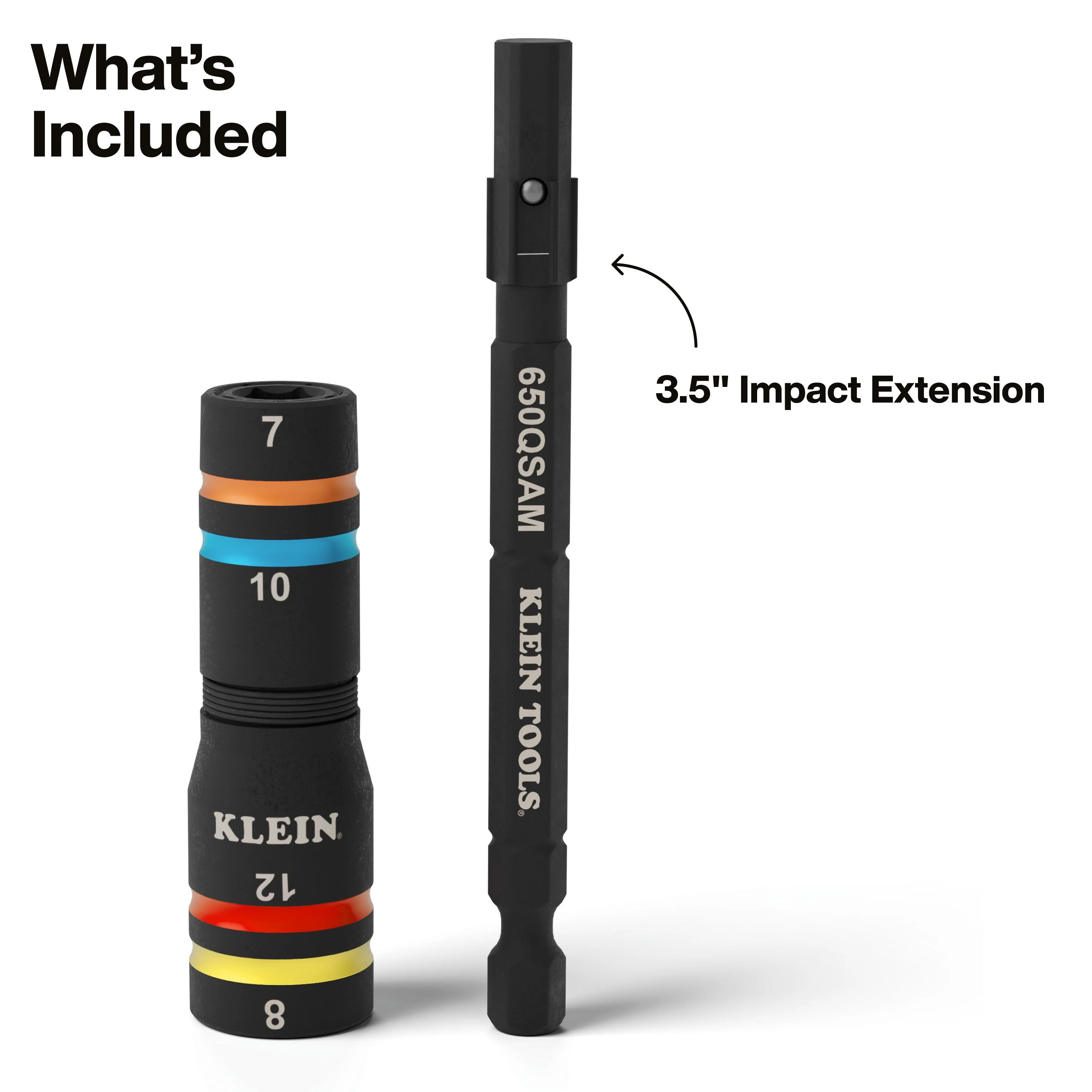 Klein Tools 651MQS Quad-4 Heavy-Duty Impact Flip Socket, Metric, 3-1/2-Inch Shaft, 2-Piece - Image 2