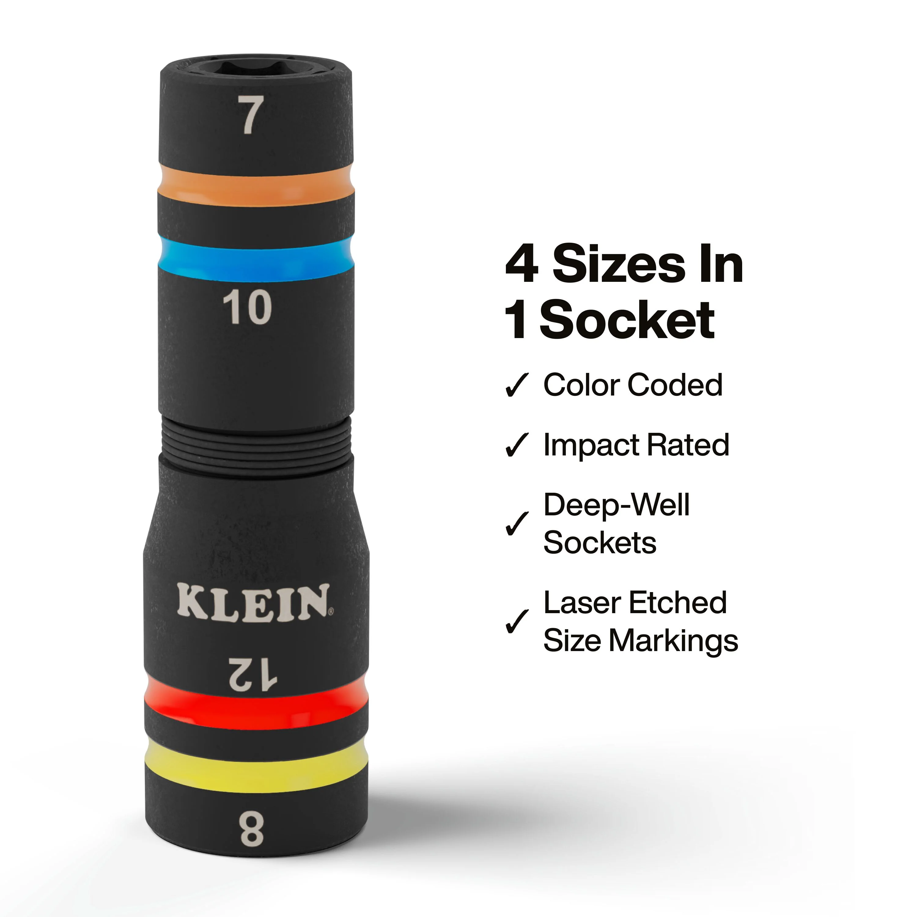 Klein Tools 653MQS KNECT Quad-12 Heavy-Duty Impact Flip Sockets, SAE and Metric, 6-Piece - Image 3
