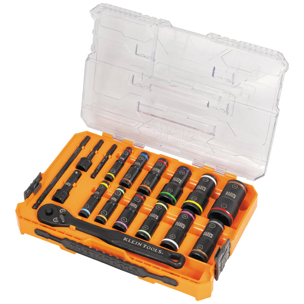 Klein Tools 65626 KNECT Flip-24 Deep-Well, Heavy-Duty Impact Socket Set, SAE & Metric, 18 Pc. - Image 3