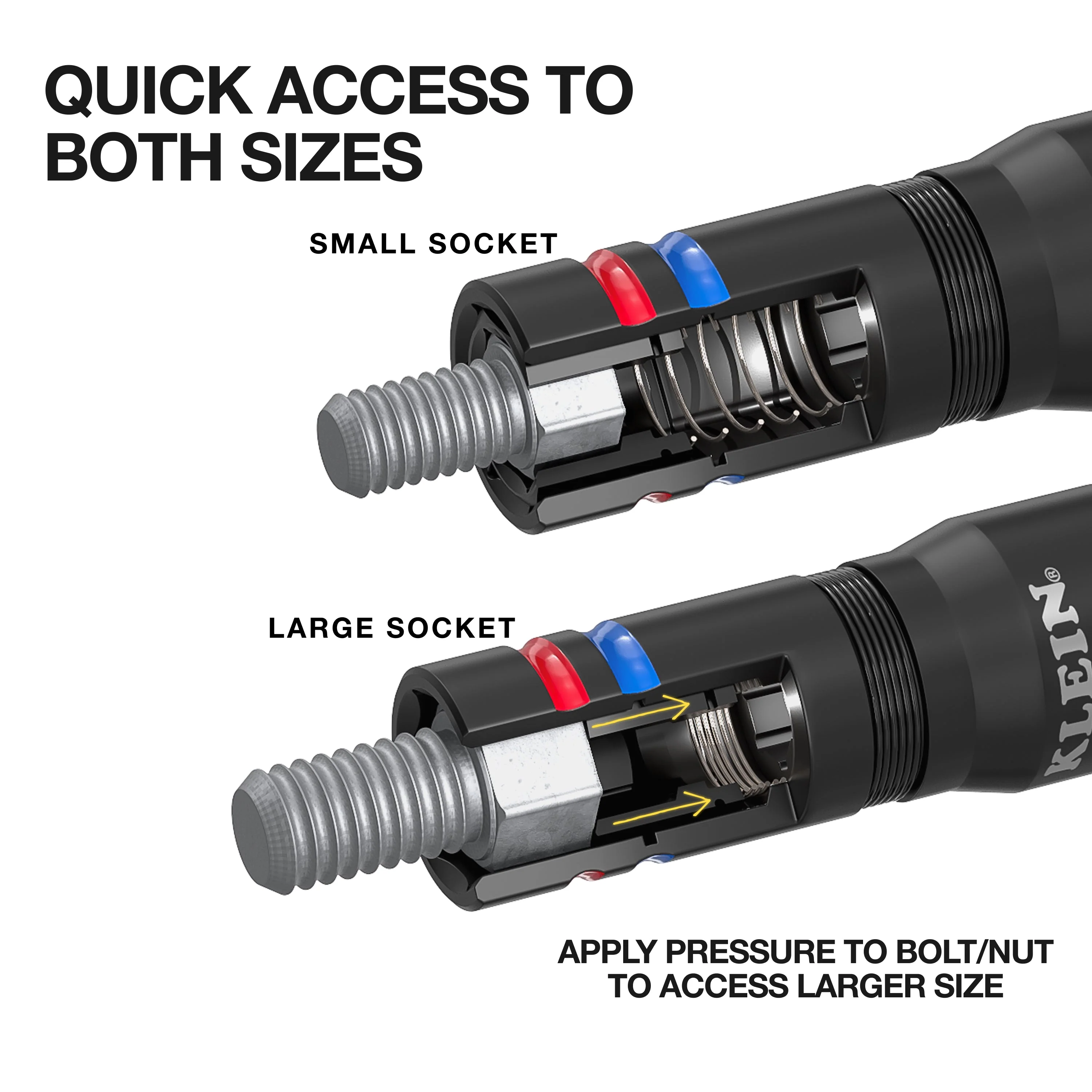 Klein Tools 656QS KNECT Quad-24 Heavy-Duty Impact Flip Sockets, SAE and Metric, 9 Pc. - Image 4