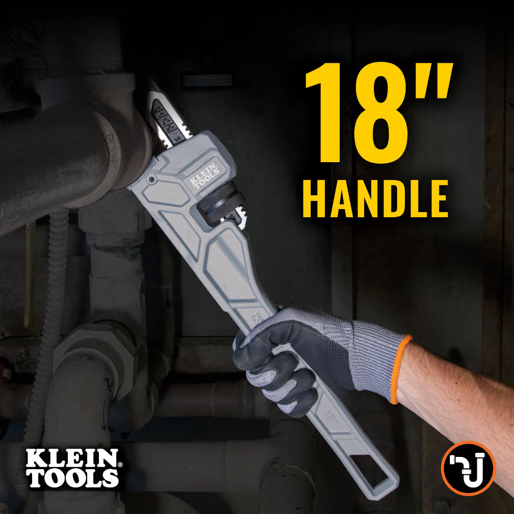 Klein Tools 68225 Adjustable Cast Aluminum Pipe Wrench, 18" - Image 7