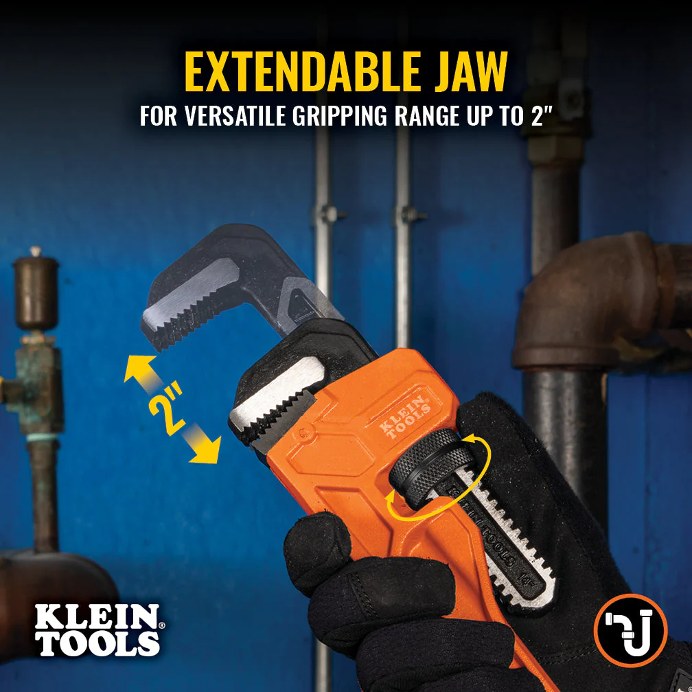 Klein Tools 68227 Adjustable Cast Iron Pipe Wrench, 14" - Image 8