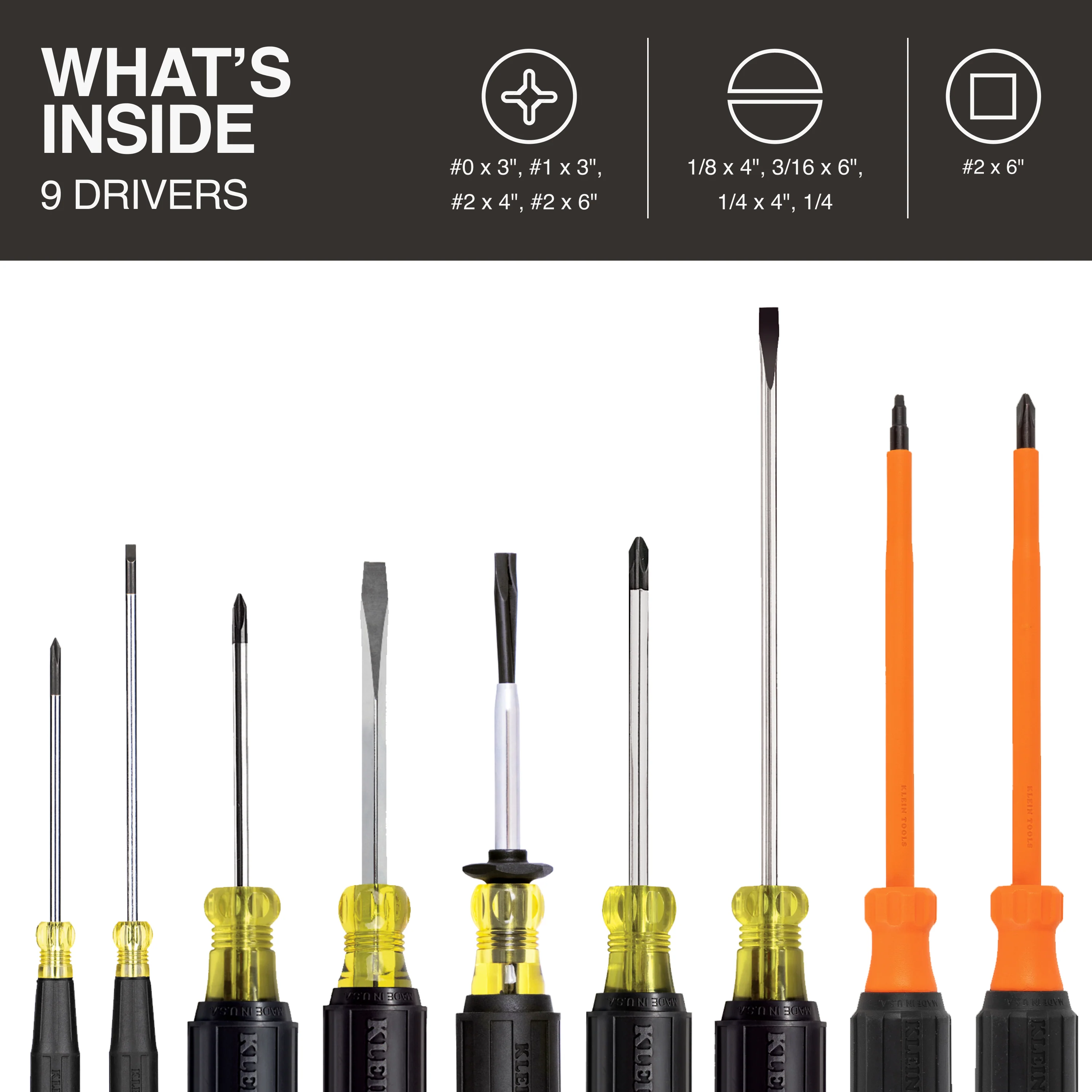 Klein Tools 85850 Electrician Screwdriver Set, 9 Pc. - Image 2