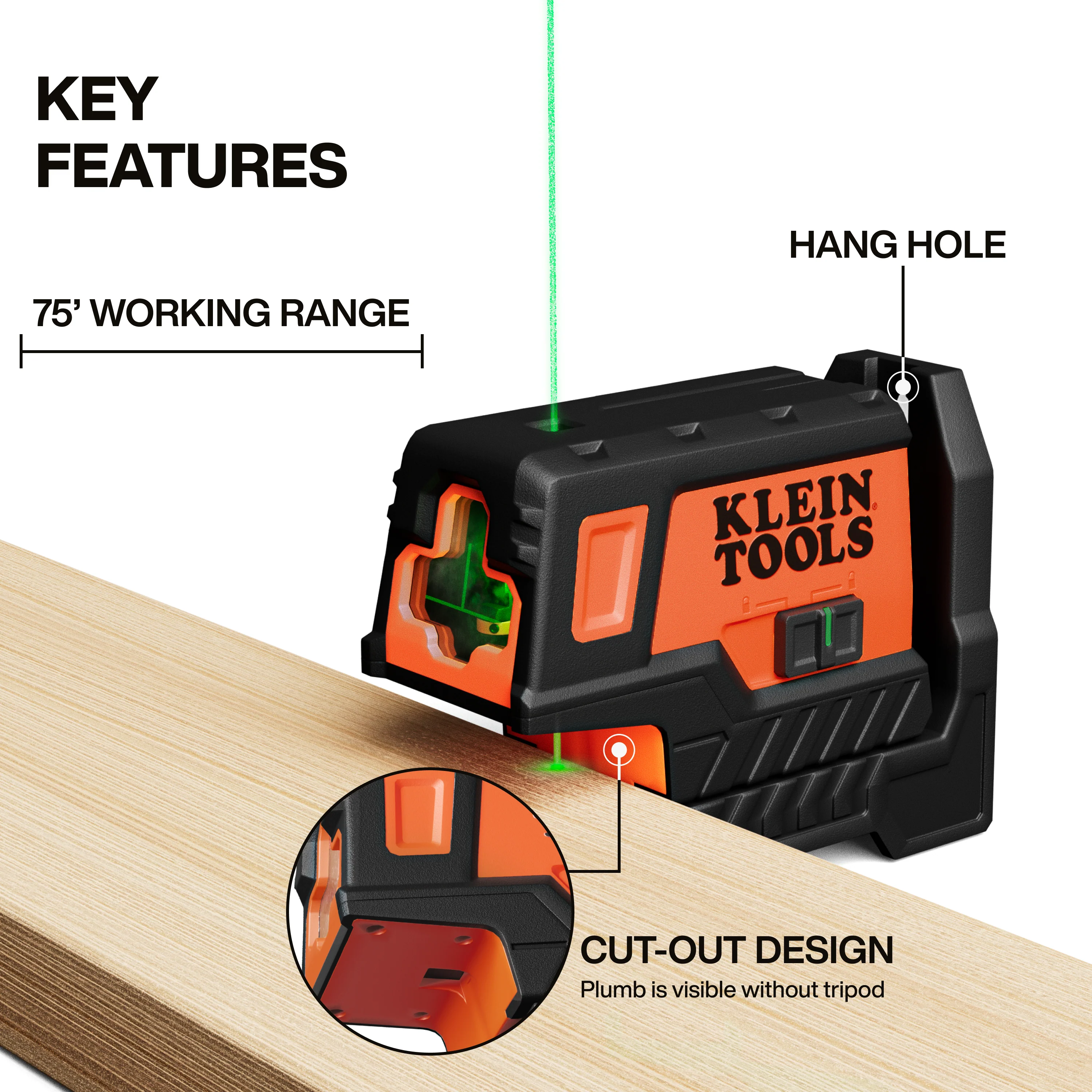 Klein Tools 93MCLPG Compact Green Cross-Line Laser Level with Plumb Spot - Image 5