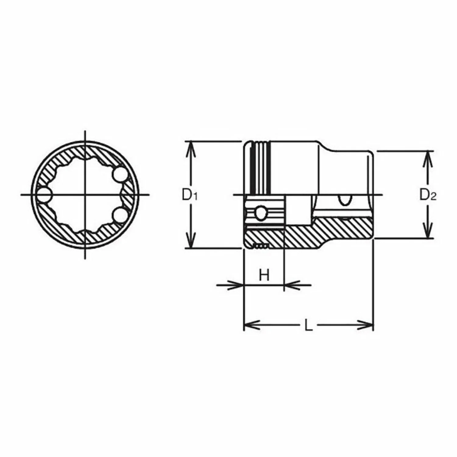 Ko-ken 2455AS-7/16 1/4 Sq. Dr. 12 point Short SAE Nut Grip Socket - 7/16 - Image 2