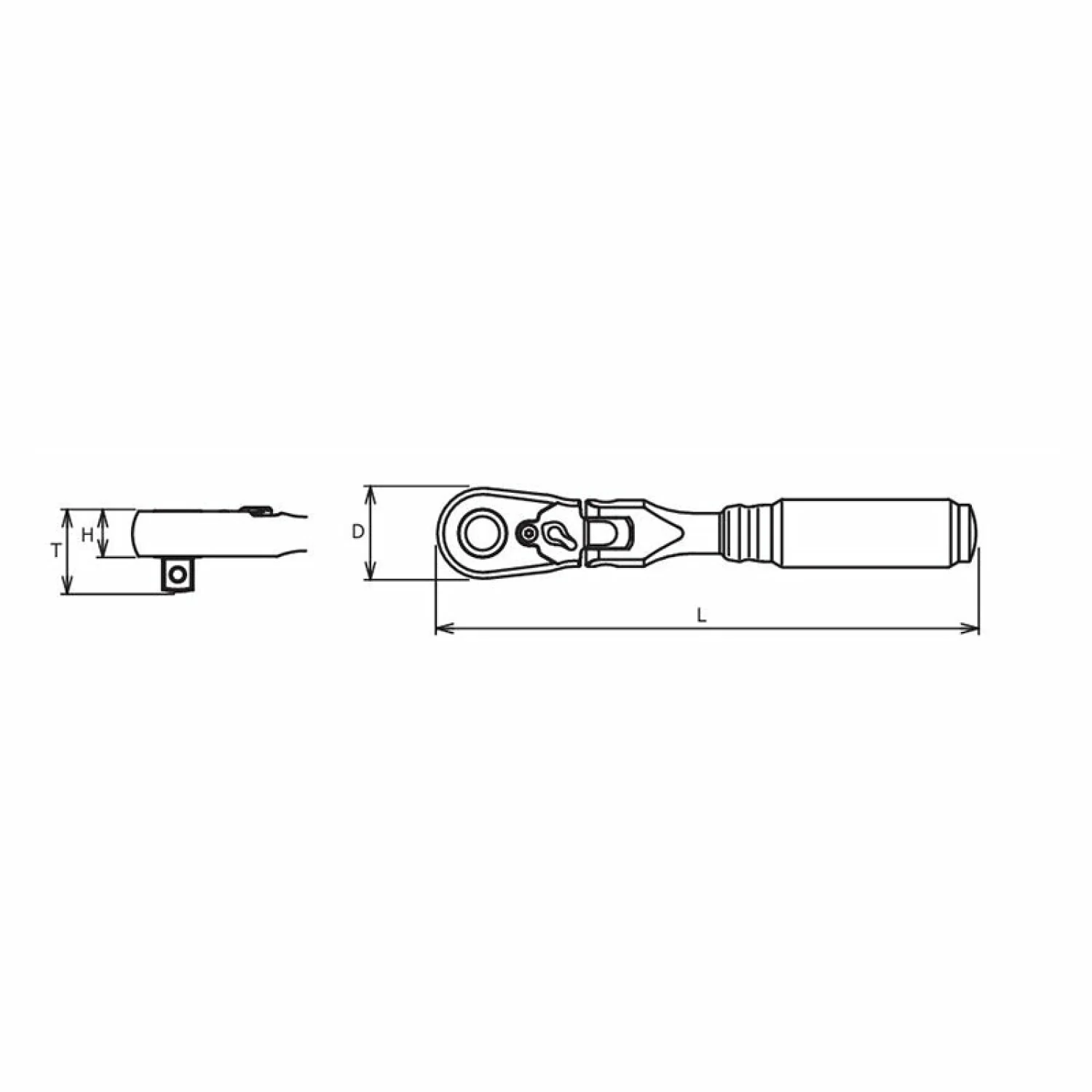 Ko-ken 3726ZB 3/8" Sq.Dr. Ratchet Handle 72 teeth Flexible Head Length 178mm - Image 2