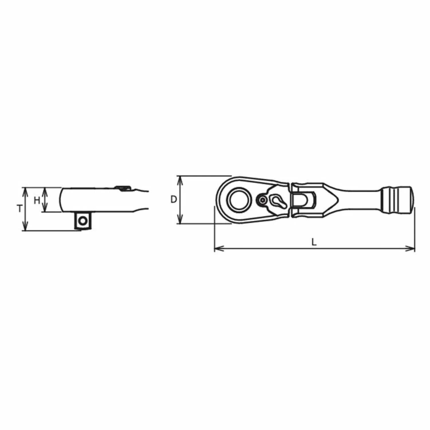 Ko-ken 3726ZSB 3/8" Sq.Dr. Ratchet Handle 72 teeth Short, Flexible Head Length 100mm Quick Release Z-series - Image 2