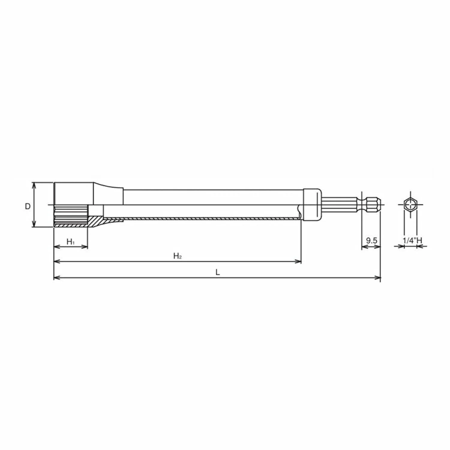 Ko-ken BD008E.500-17(12P)  1/4 Hex Dr. Long Socket 17mm 12 point 500mm - Image 2