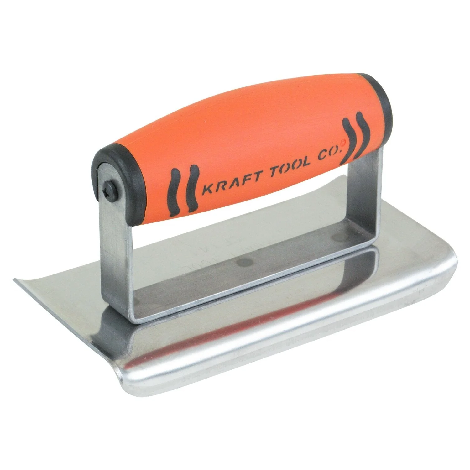 Kraft Tool CF172PFCF 6" x 4" 1/4"R Stainless Steel Curved End Cement Edger with ProForm Handle