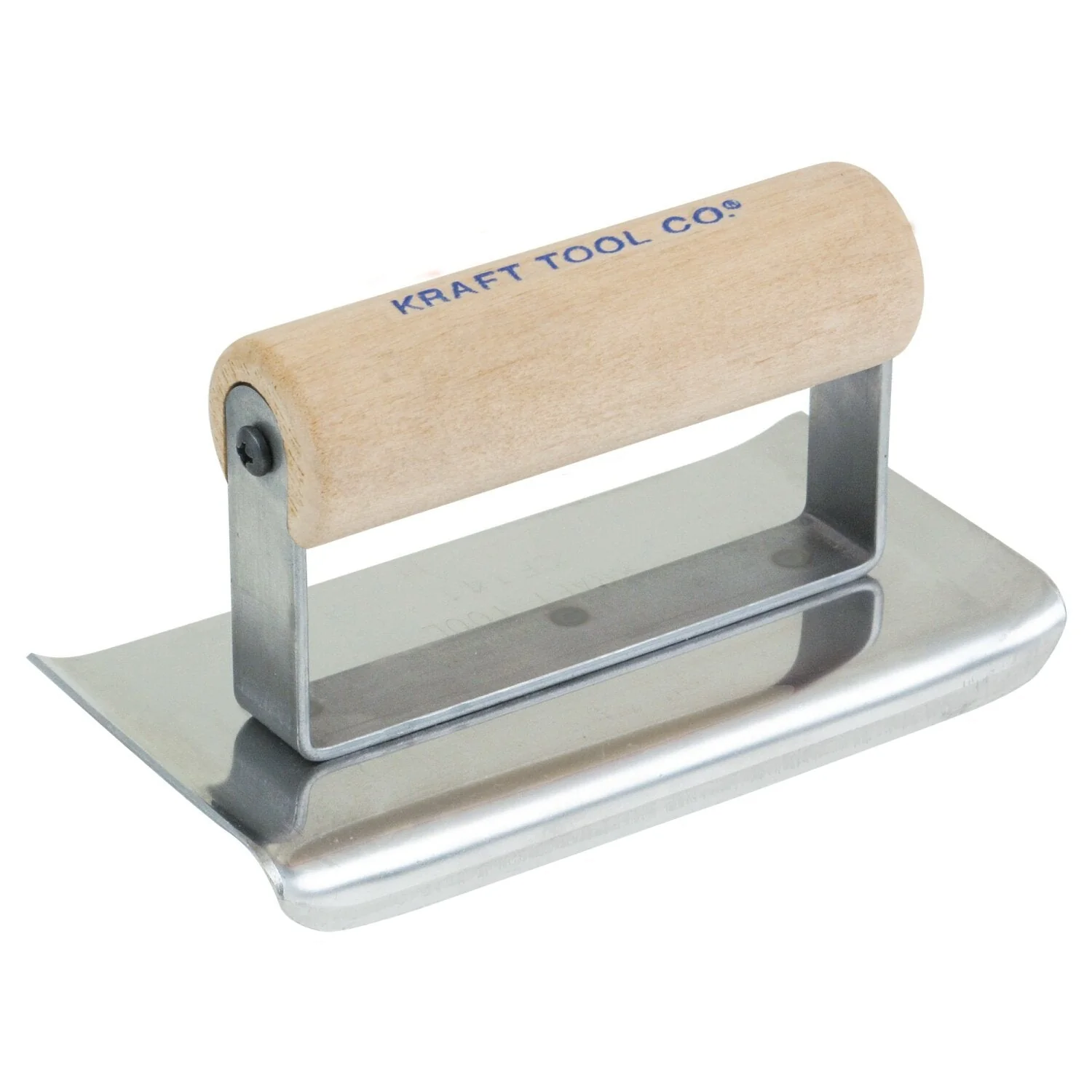 Kraft Tool CF173C 6" x 4" 3/8"R Stainless Steel Curved Ends Cement Edger with Wood Handle