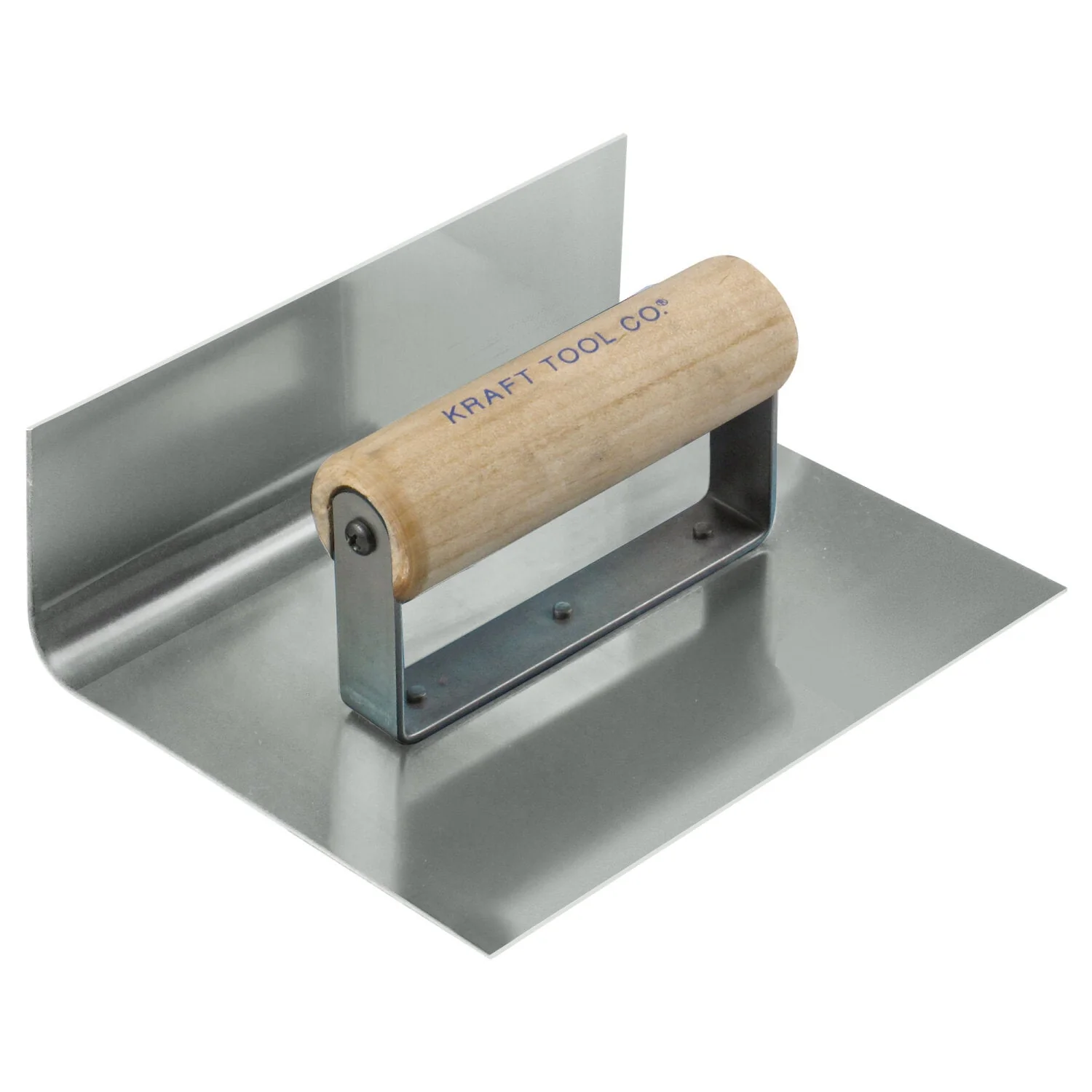 Kraft Tool CF249 6" x 6" 3/4"R Inside Curb & Sidewalk Tool with Wood Handle