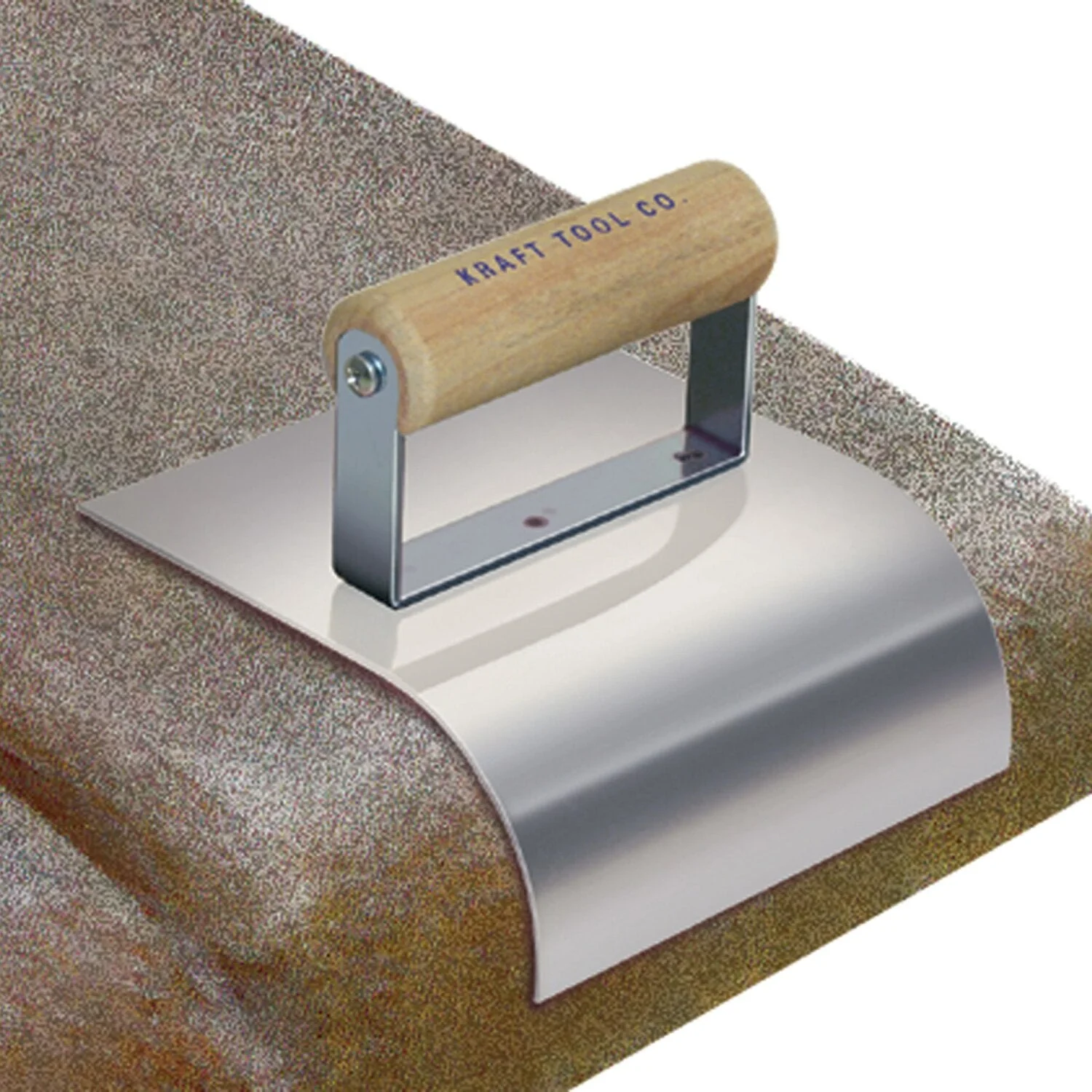 Kraft Tool CF659 6" x 6" 2"R 2-1/2"Lip Deco Edger with Wood Handle - Image 2