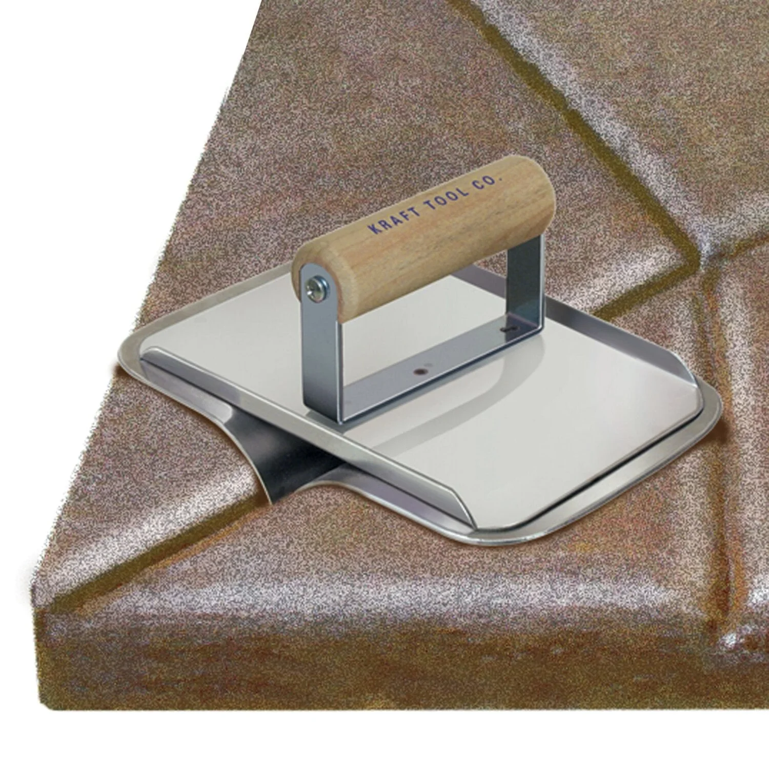 Kraft Tool CF660 6" x 6" 1-1/2"R 1-1/2"Bit Stainless Steel Deco Hand Groover with Wood Handle - Image 2