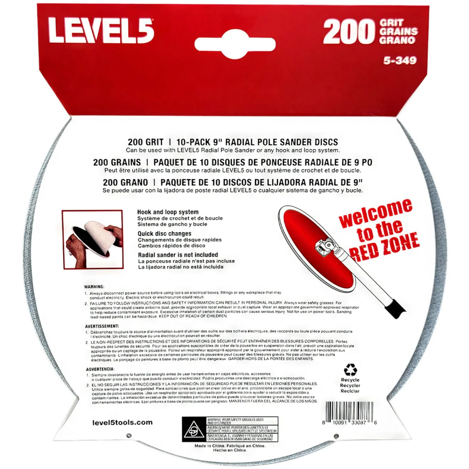 Level5 5-349 200 Grit 9" Radial Sander Disc - 10 Pack - Image 2
