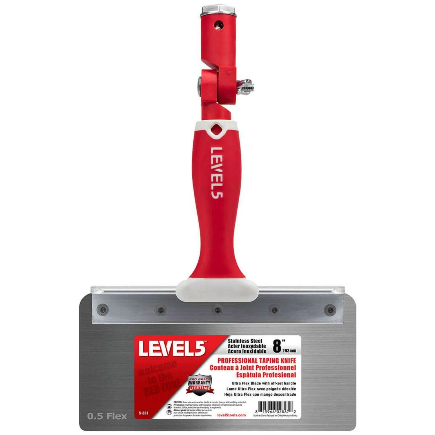 Level5 5-381 8" Stainless Steel 0.5mm Flex Blade Offset Taping Knife