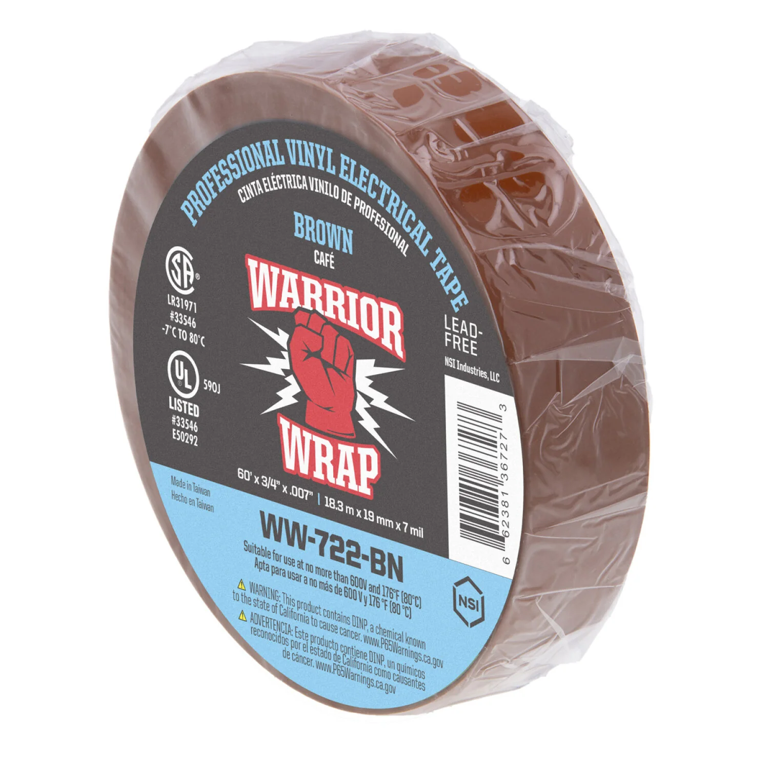 NSI WW-722-BN Professional Brown Vinyl Electrical Tape, 7mil, 60ft Long - Image 4