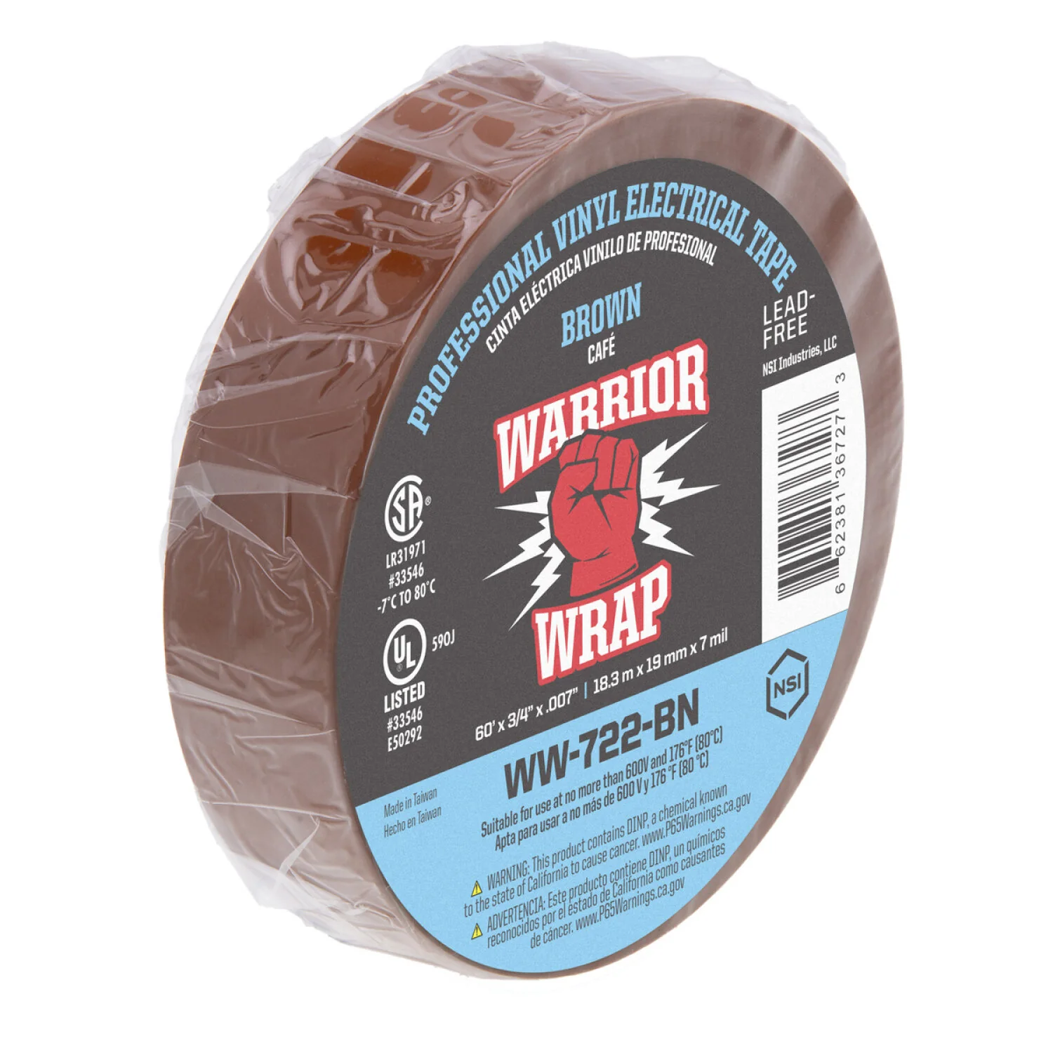 NSI WW-722-BN Professional Brown Vinyl Electrical Tape, 7mil, 60ft Long - Image 5