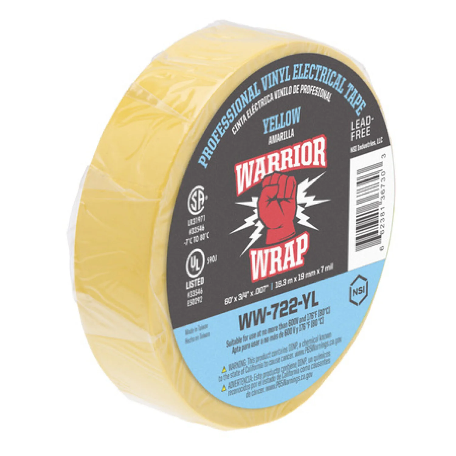 NSI WW-722-YL Professional Yellow Vinyl Electrical Tape, 7mil, 60ft Long - Image 3