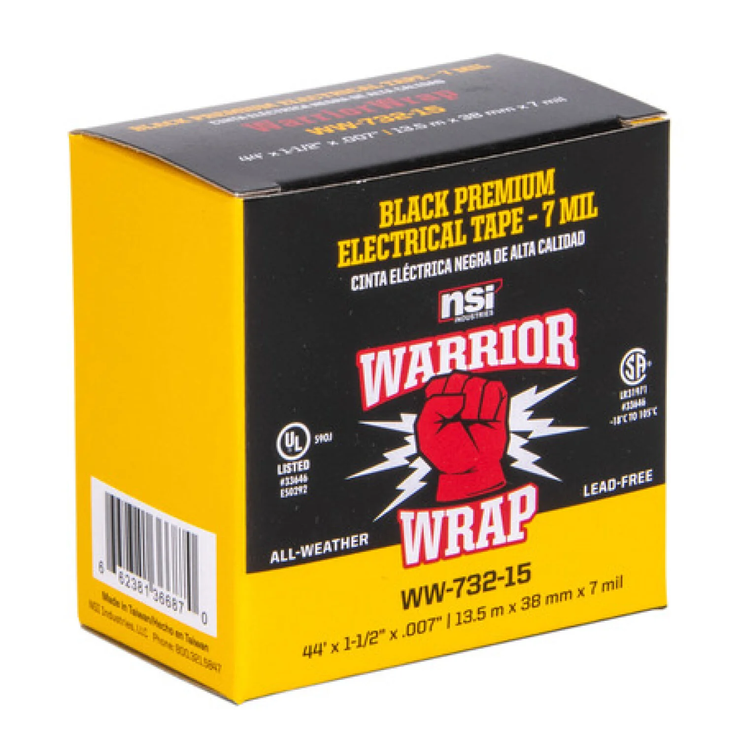 NSI WW-732-15 Professional Plus Black Vinyl Electrical Tape, 7mil, 1.5in Wide, 44ft Long - Image 2