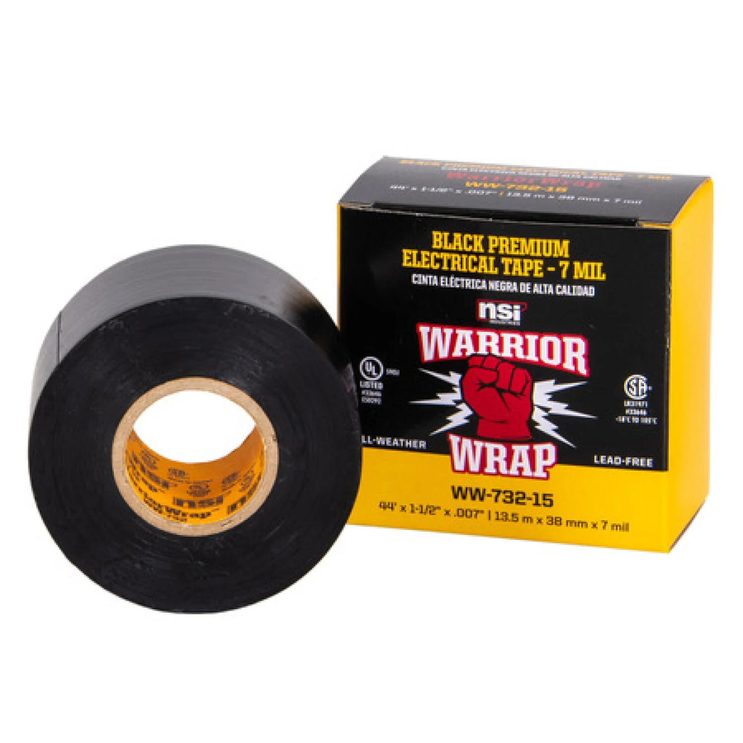 NSI WW-732-15 Professional Plus Black Vinyl Electrical Tape, 7mil, 1.5in Wide, 44ft Long - Image 5