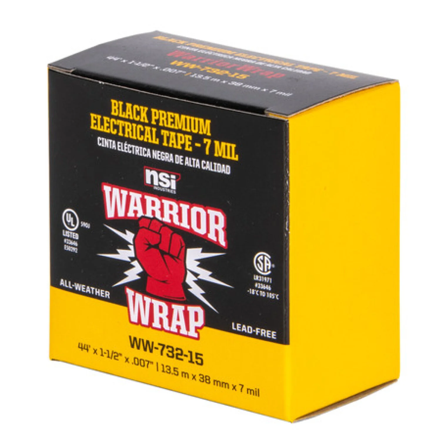 NSI WW-732-15 Professional Plus Black Vinyl Electrical Tape, 7mil, 1.5in Wide, 44ft Long - Image 8