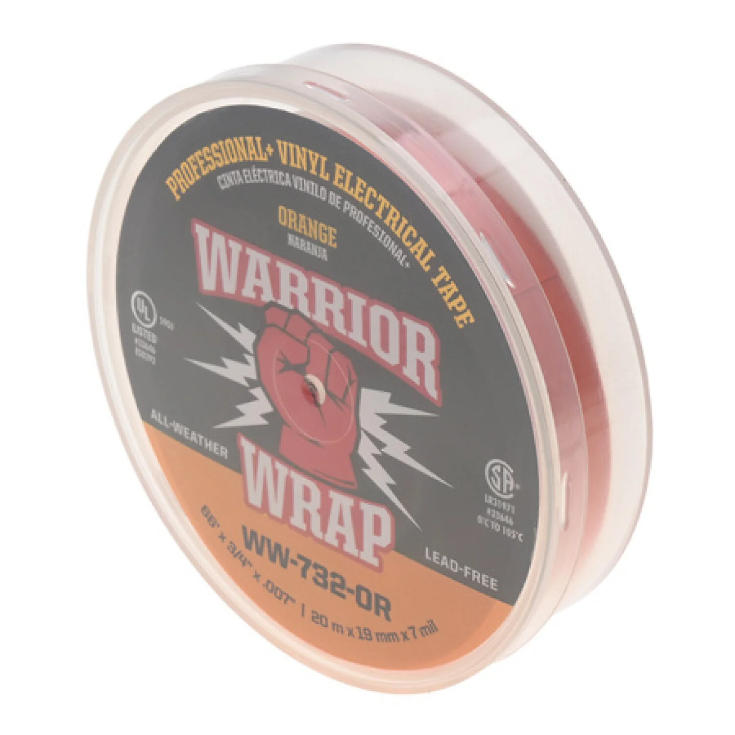 NSI WW-732-OR Professional Plus Orange Vinyl Electrical Tape, 7mil, 66ft Long - Image 2