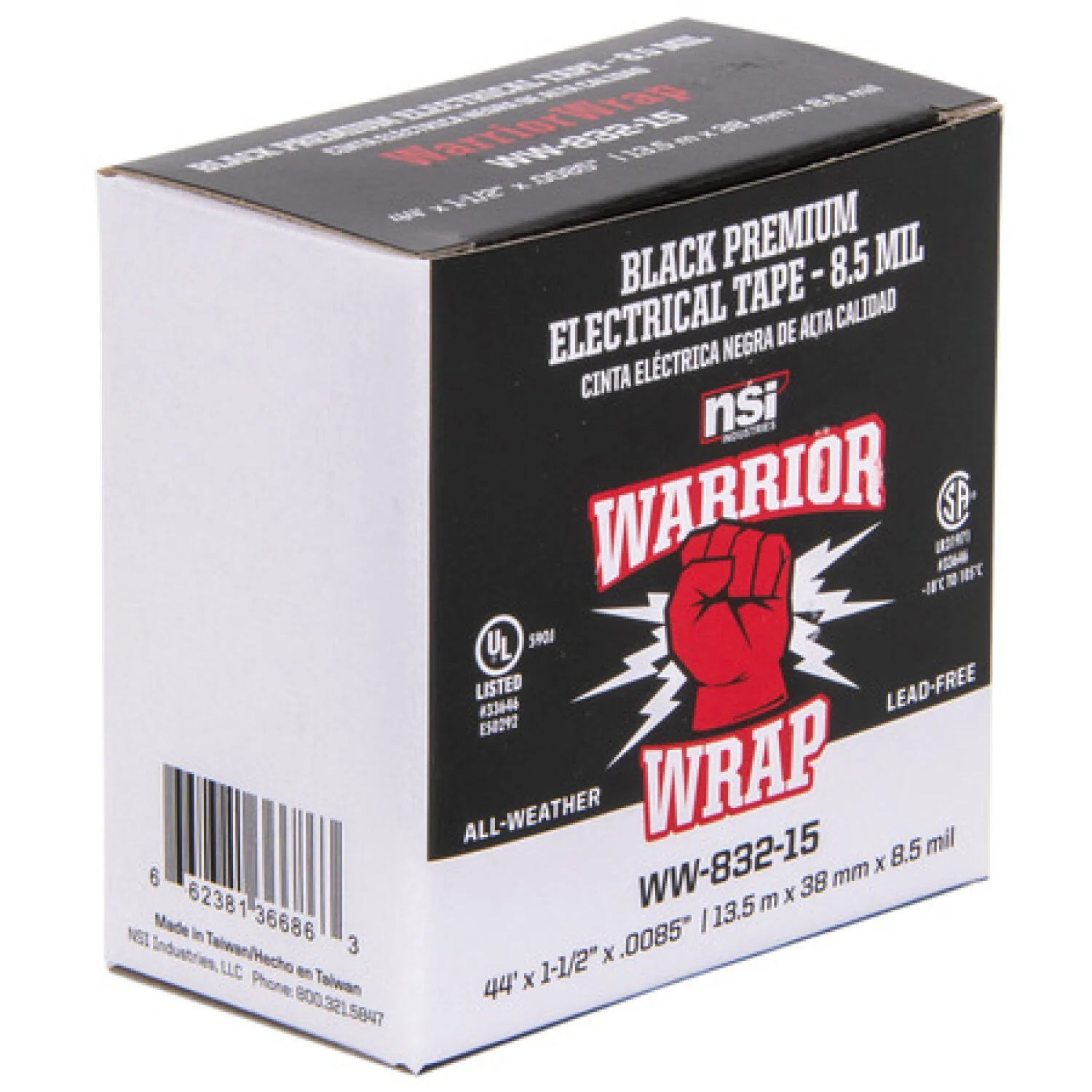 NSI WW-832-15 Heavy Duty Black Vinyl Electrical Tape, 8.5mil, 1.5in Wide, 44 Feet - Image 6