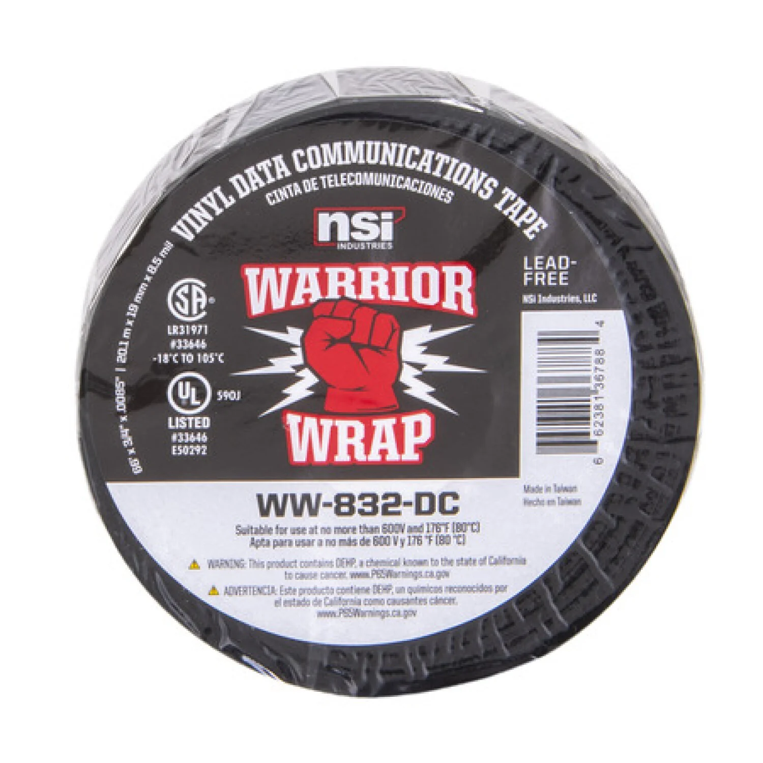 NSI WW-832-DC Heavy Duty Black Vinyl Data Communication Tape, 8.5mil, 66ft Long - Image 6