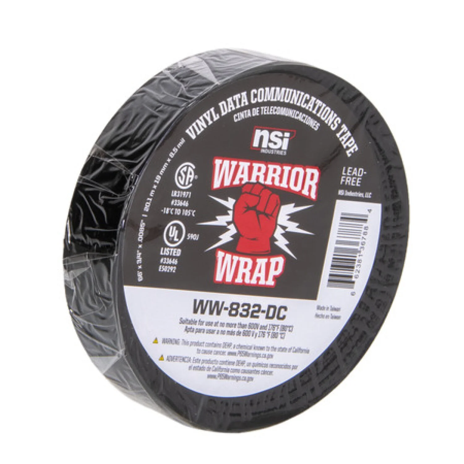 NSI WW-832-DC Heavy Duty Black Vinyl Data Communication Tape, 8.5mil, 66ft Long - Image 7