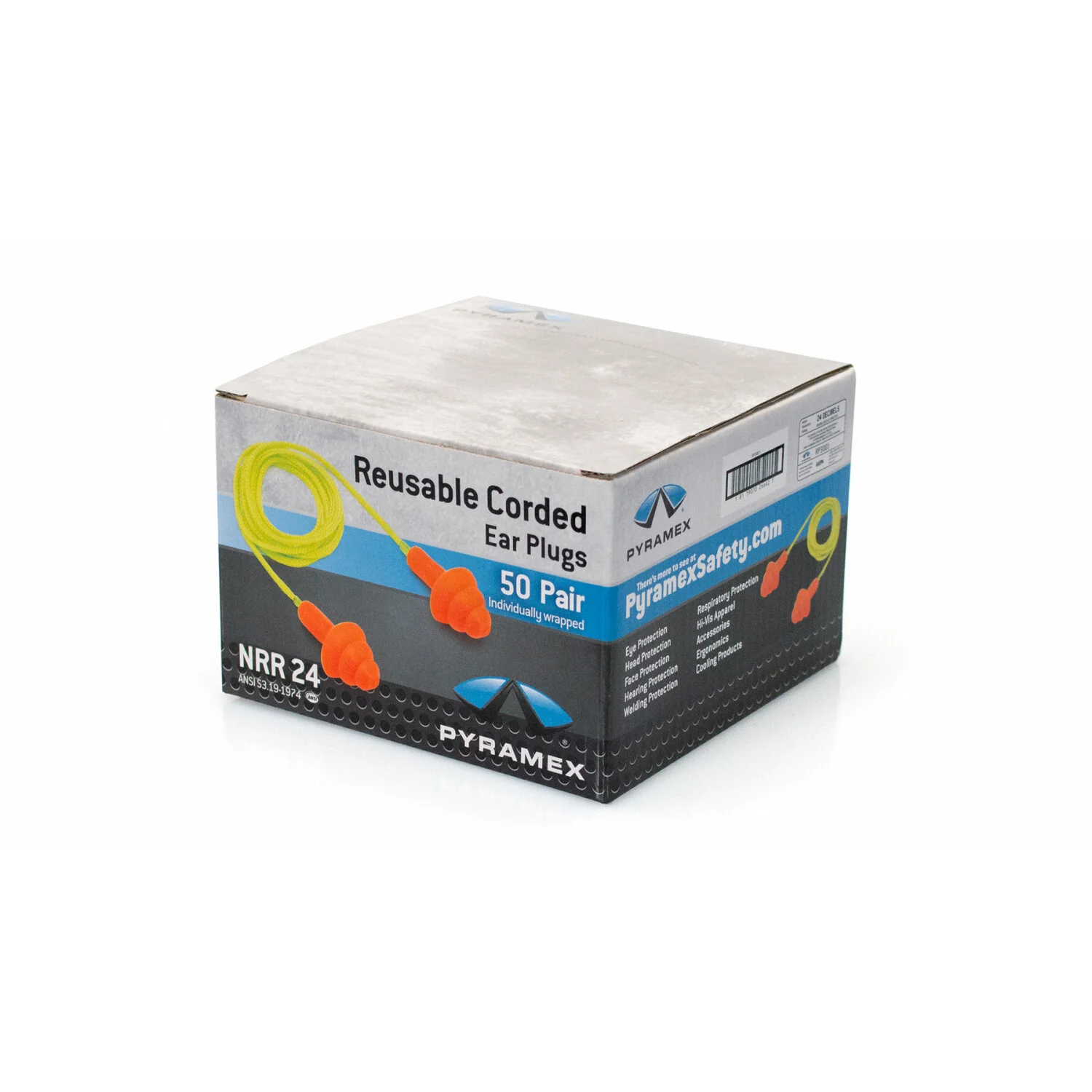 Pyramex RP3001 Corded Reusable Earplug - NRR 24 dB, 50 Pair/Box - Image 3