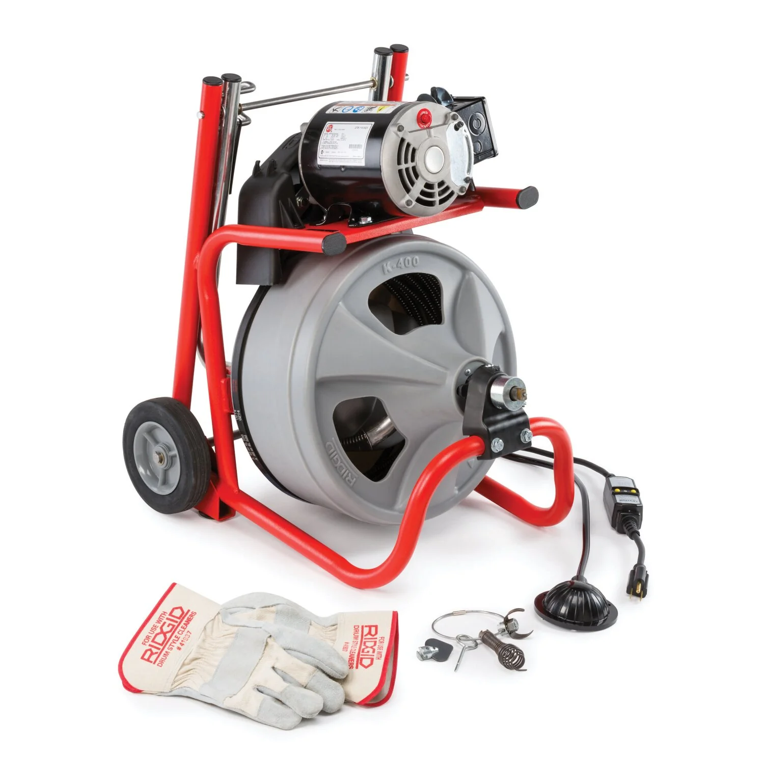 Ridgid 26993 K-400 Machine with Gloves & Std. Equipment: C-31 IW 3/8" x 50' (10 mm x 15.2 m) Solid Core (Integral Wound) Cable, T-260 Tool Set Includes: T-202 Bulb Auger - Image 15