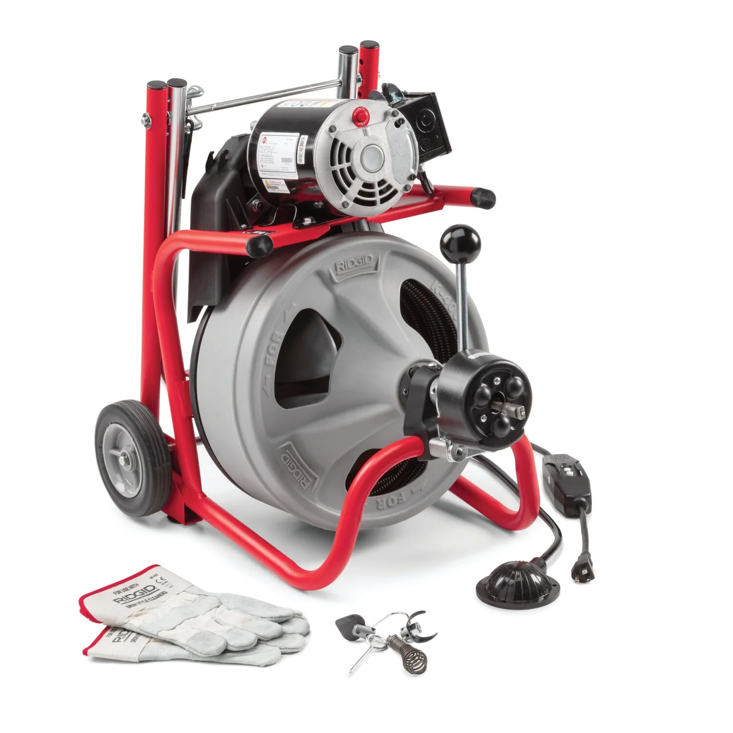 Ridgid 27013 K-400 Machine with Gloves & Std. Equipment: AUTOFEED, C-45 IW 1/2" x 75' (12 mm x 23 m) Solid Core (Integral Wound) Cable, T-260 Tool Set