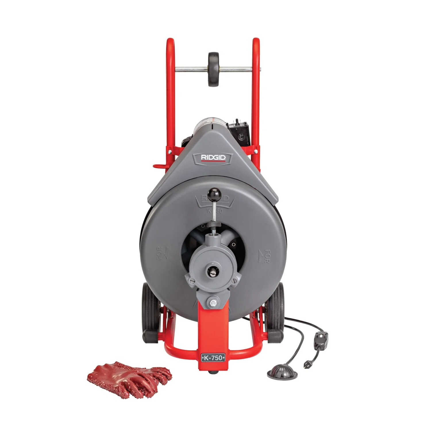 Ridgid 42002 Machine with One Pair of Gloves, AUTOFEED, Standard 3/4" (20 mm) Tool Set, and: C-75, 75' (23 mm) x 3/4" (20 mm) Cable