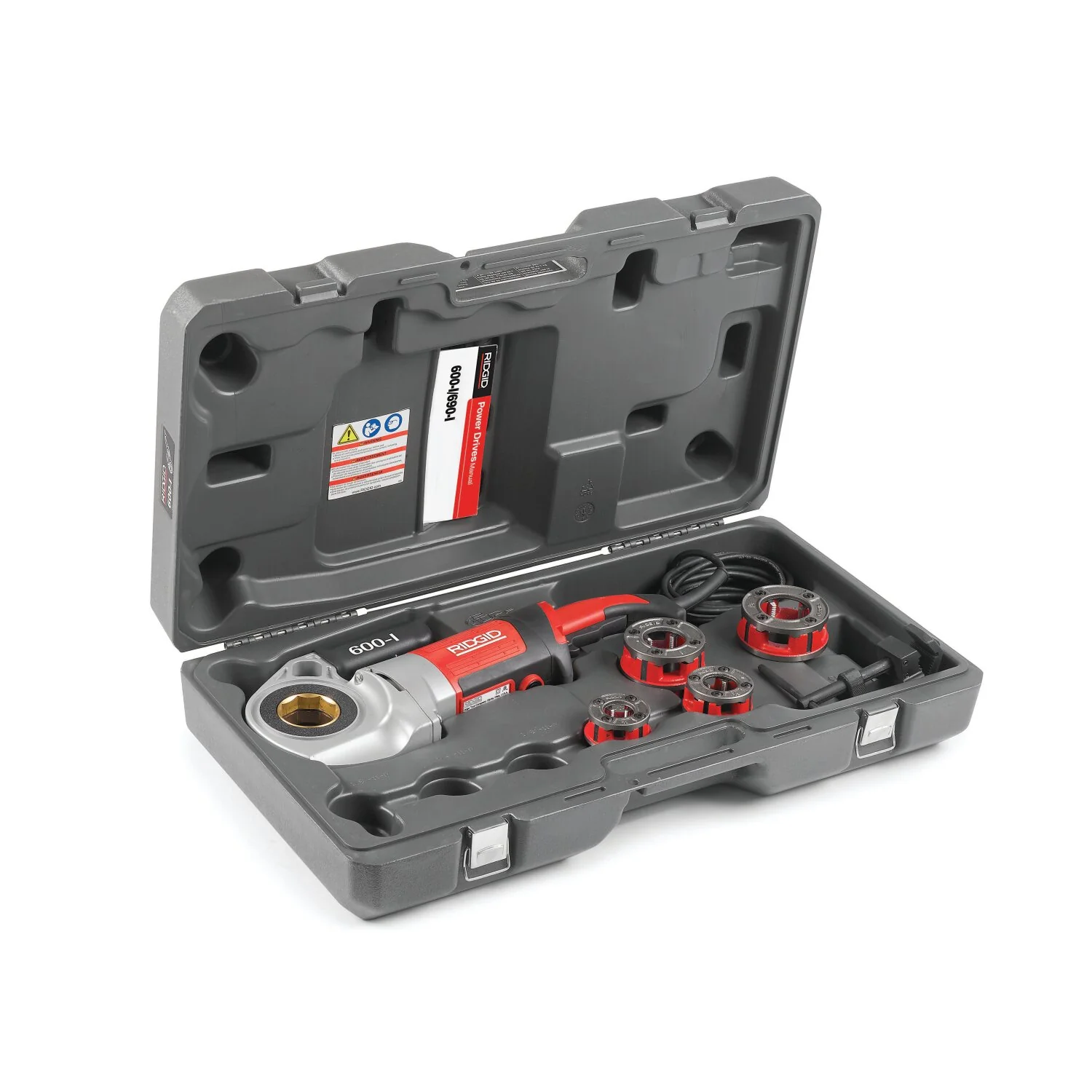 Ridgid 44918 Power Drive w/ 1/2"-1 1/4" NPT 11R Die Heads, Case and Support Arm - Image 2