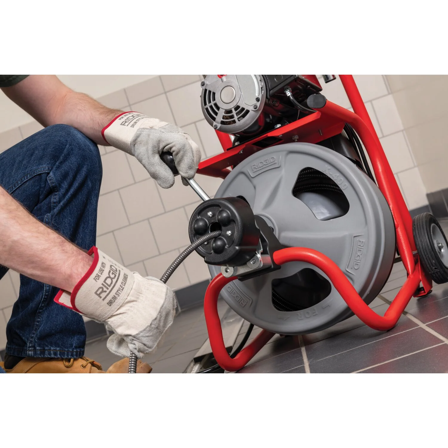 Ridgid 52363 K-400 Machine with Gloves & Std. Equipment: C-32 IW 3/8" x 75' (10 mm x 23 m) Solid Core (Integral Wound) Cable, T-260 Tool Set - Image 11