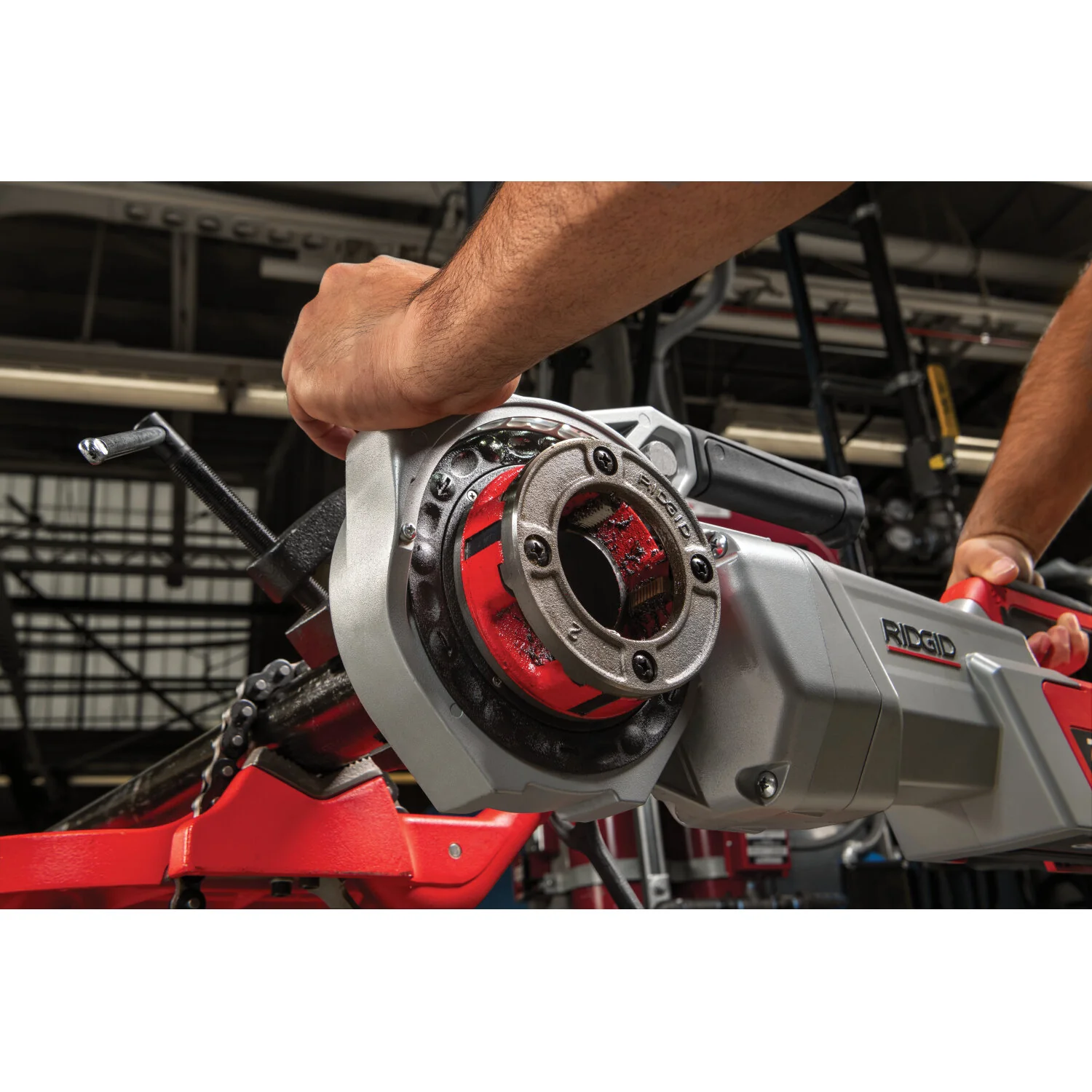 Ridgid 72023 760 FXP Power Drive (12-R), 2x 4Ah FXP Batteries, FXP Charger, 1/2-2" 12-R NPT Die Head Set, Support Arm, Case - Image 6