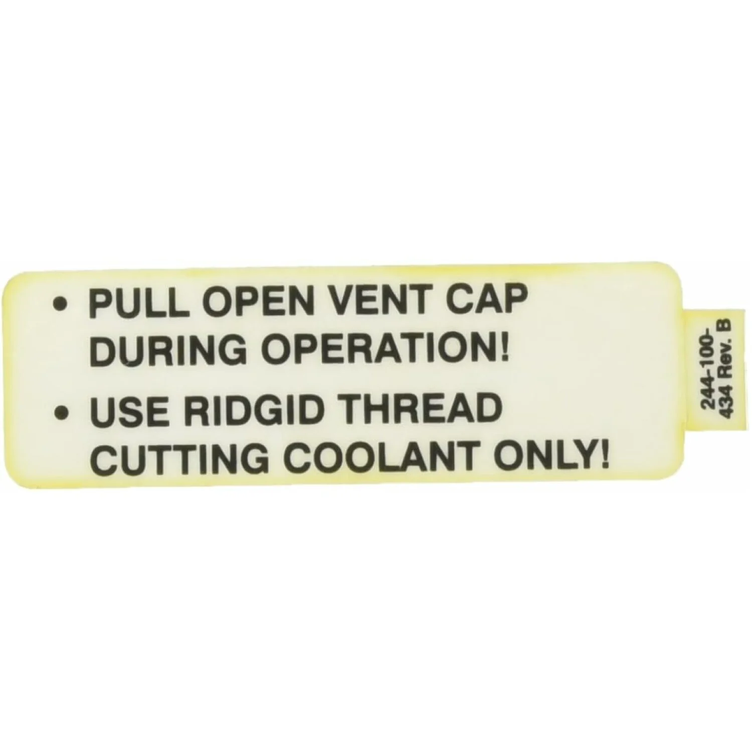 Ridgid 72387 Decal, VENT Cap