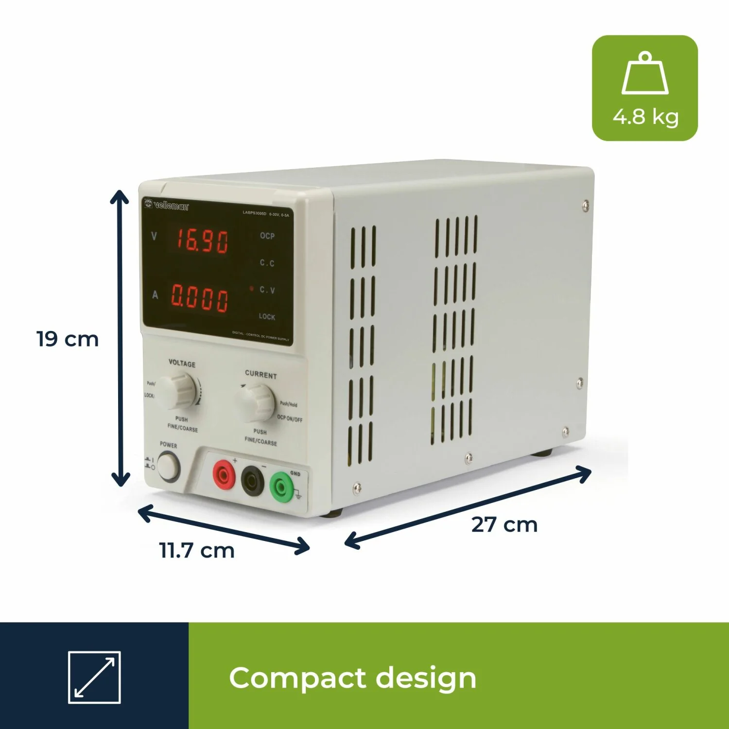 Velleman LABPS3005N Dc Lab Power Supply 0-30 Vdc / 0-5 A Max With Dual Led Display - Image 4