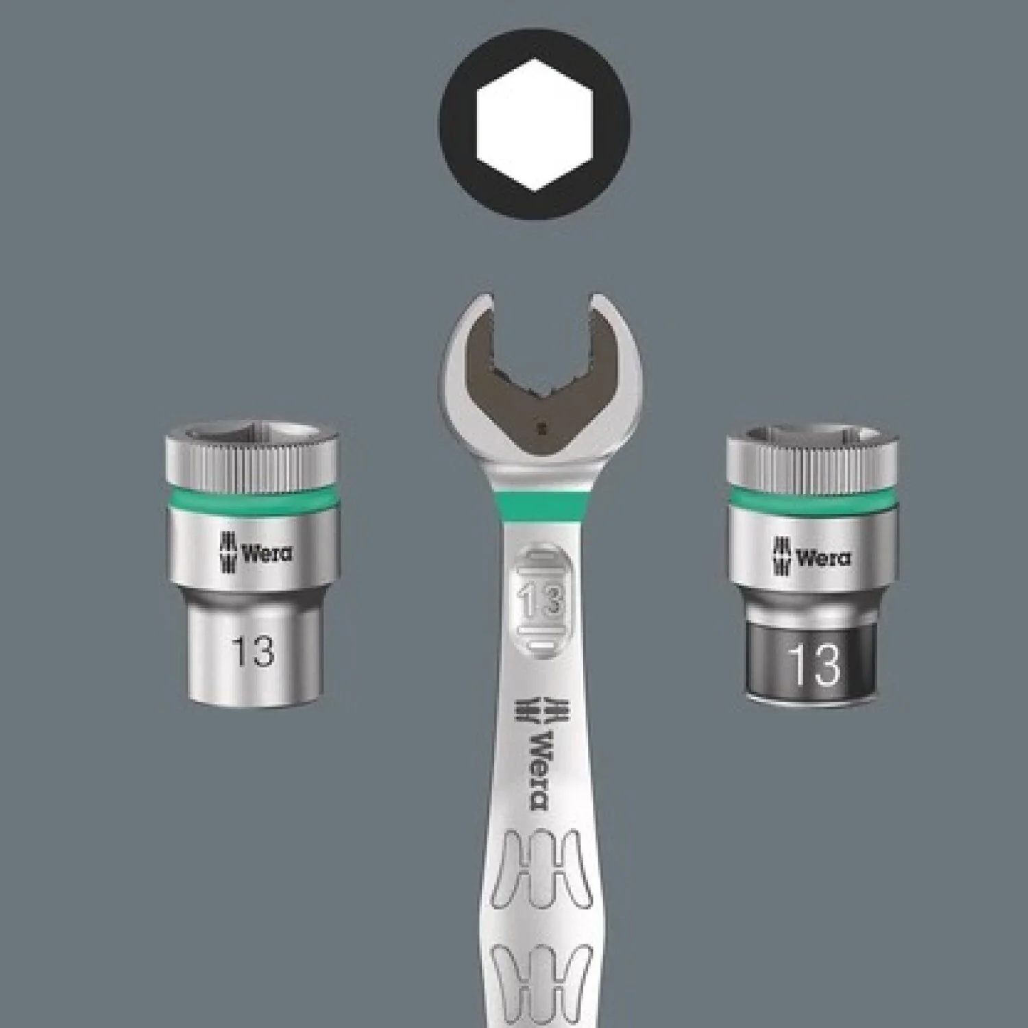 Wera 05004022001 8100 Sa 13 Zyklop Comfort Ratchet Set, Reversing Lever, 1/4" Drive, Metric, 15 Pieces - Image 3