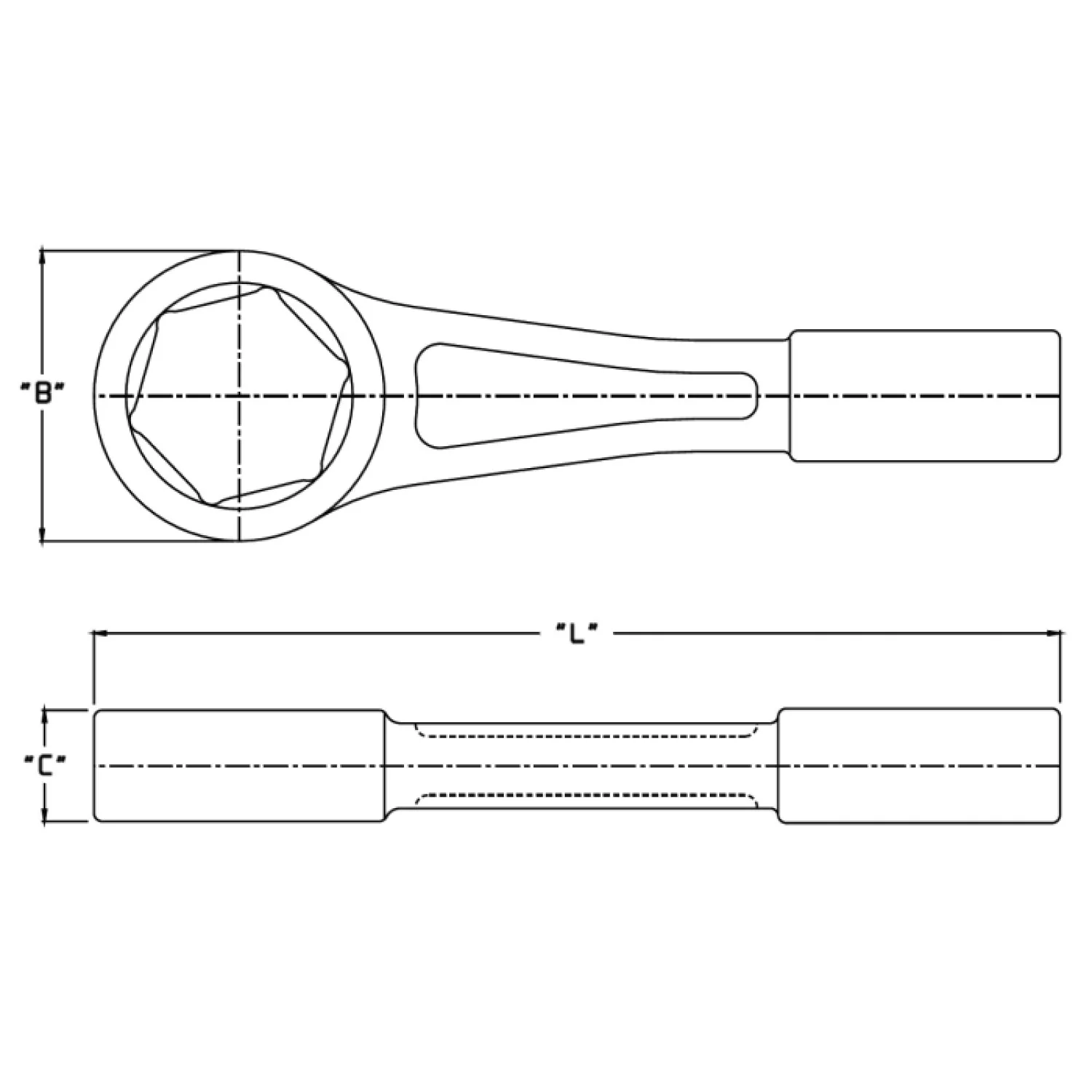 Wright Tool 18H64 Striking Face Box Wrench 6 Point Straight Handle Heavy Duty Safety Orange - 2" - Image 2